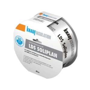 Knauf LDS Soliplan līmelente ir vienpusēja blīvēšanas lente baltā krāsā iekšdarbu veikšanai, nesošā kārta uz maispapīra bāzes.